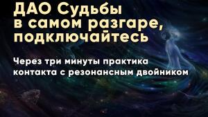 Через три минуты будет практика контакта с резонансным двойником. Не пропустите.